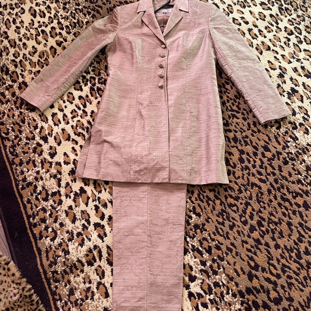 Tunic jacket style pantsuit.